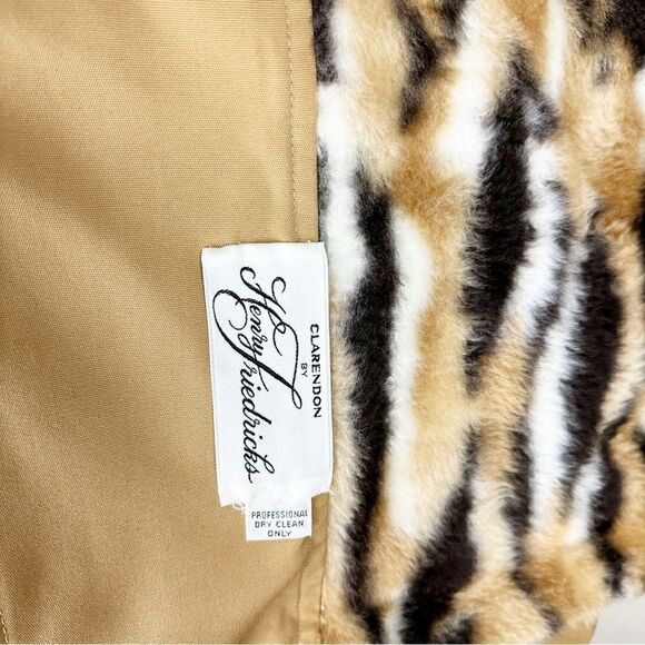 Vintage 1970 Penny Lane Racoon Fur Trim Coat Jacket Winter Waist Tie Trench - Picture 11 of 11